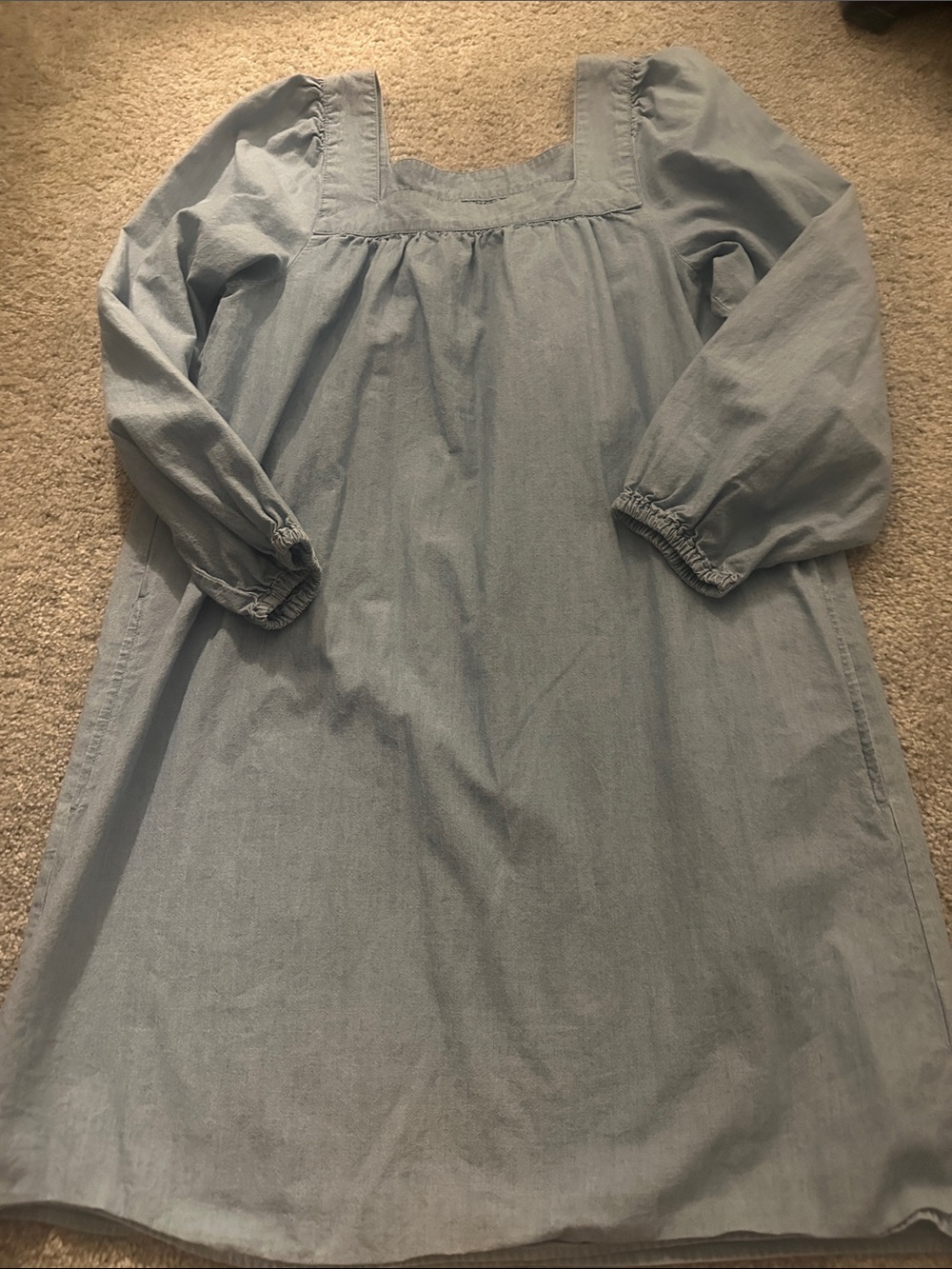 J. Crew Chambray 100% cotton balloon sleeve mini dress size medium